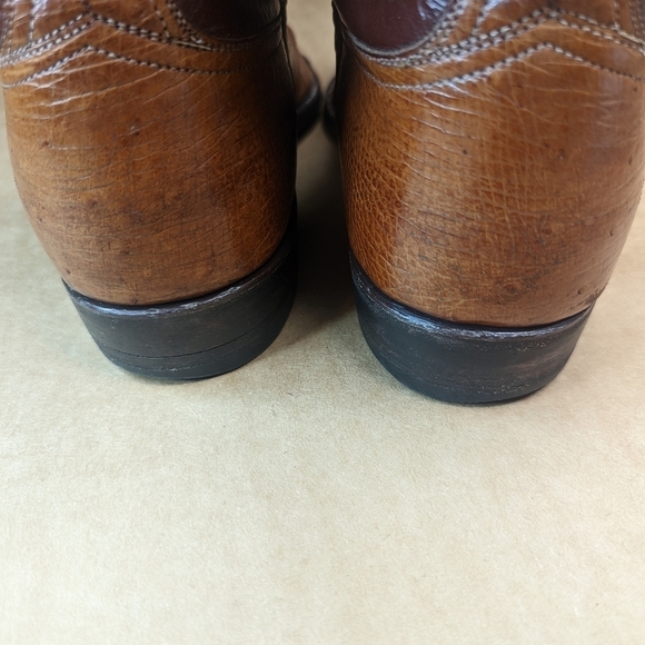 Lucchese Boots men's size 8.5EE Exotic Genuine Cognac Brown Smooth Ostrich class - Picture 9 of 12